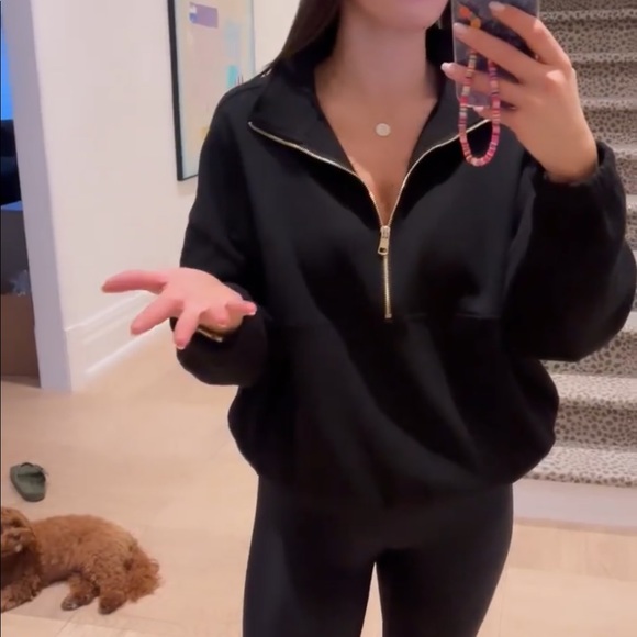 Ardene Sweaters - KGMTL x ARDENE Cropped Black Half Zip Sweater with Gold Detailing Size M